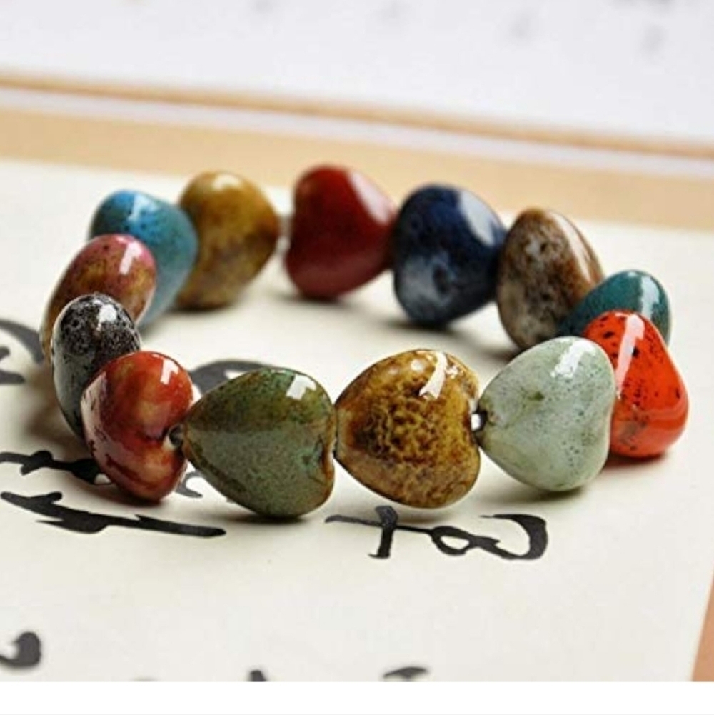 Multicolor Heart Bead Bracelet